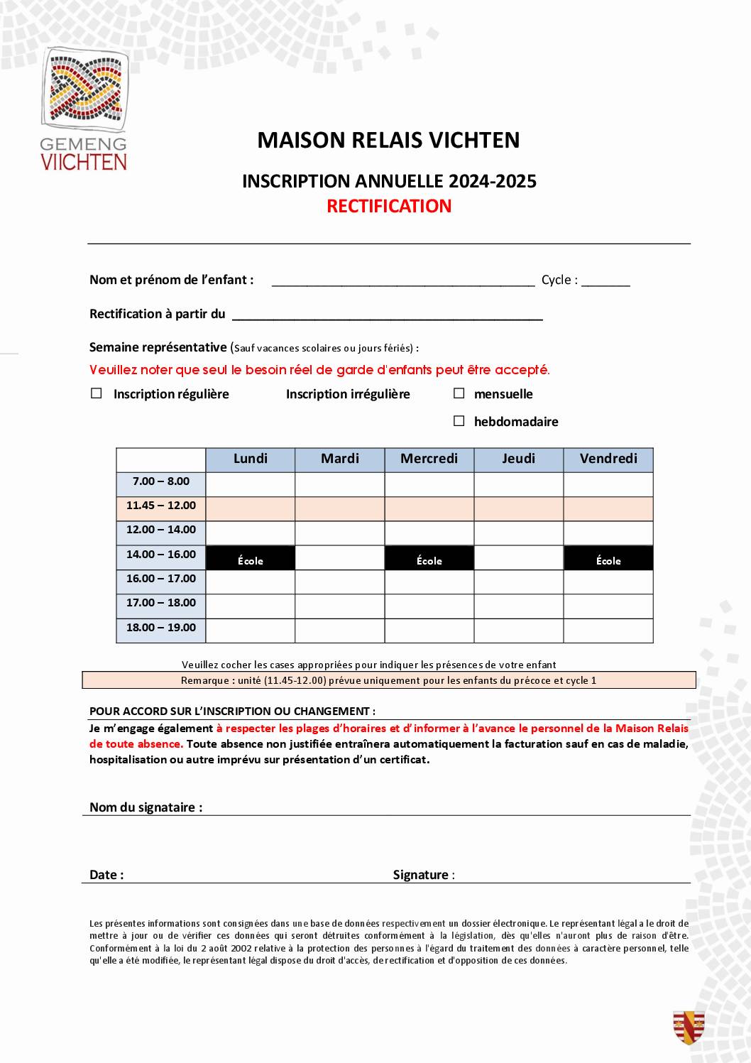 Rectification_Fiche d'inscription annuelle 2024-2025