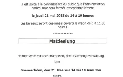 Fermeture exceptionnelle le 21.05.2026